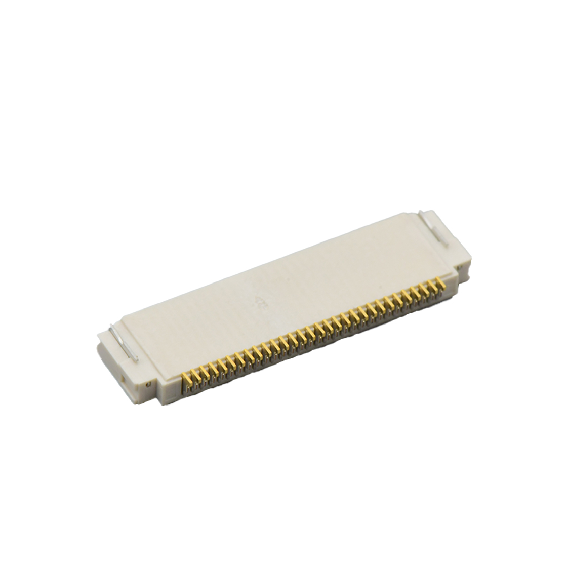 Pitch 0.50mm 90°H2.00mm 前掀盖下接触带蝴蝶扣卧贴 FPC
 30pin 本色 镀半金1U",镍